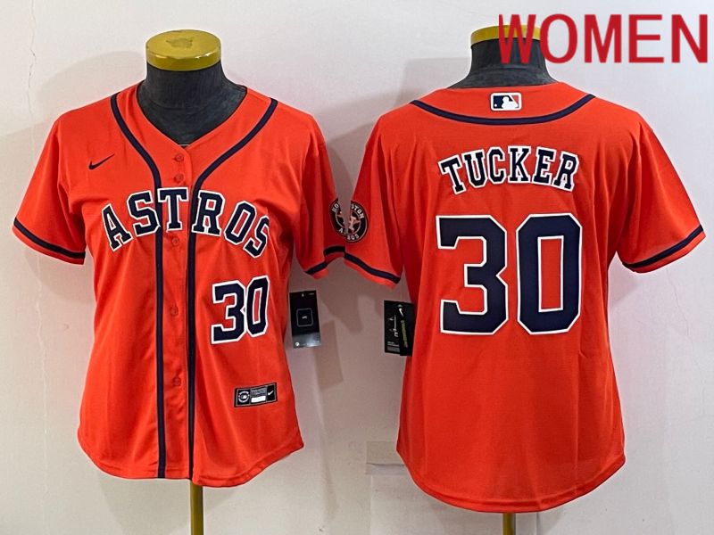 Women Houston Astros #30 Tucker Orange Game Nike 2022 MLB Jerseys
